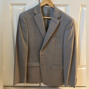 Calvin Klein, Gray Suit Jacket, Size 40S, 100% Wool
